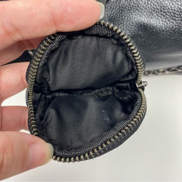 Black Faux Leather 2 in 1 Adjustable + Chain Straps Crossbody Shoulder Bag - Picture 4 of 15